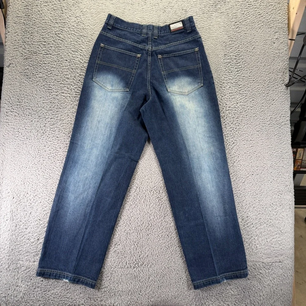 Vintage Stub Jeans Mens 32x32 Blue Cotton Denim Straight Baggy Streetwear Faded
